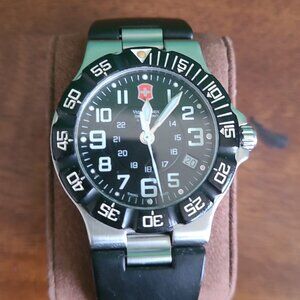 Victorinox Swiss Army Black Band & Dial Silver Tone Case Men's Watch